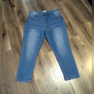 Mast &Harbour. High-rise Boyfriend. Classic Blue Women's Jeans. Tapered Hem. EUC